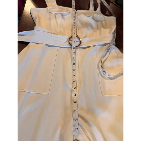 Zara Womens Cream Sleeveless Jumpsuit With Belt & Button Detail Size L - Picture 8 of 16